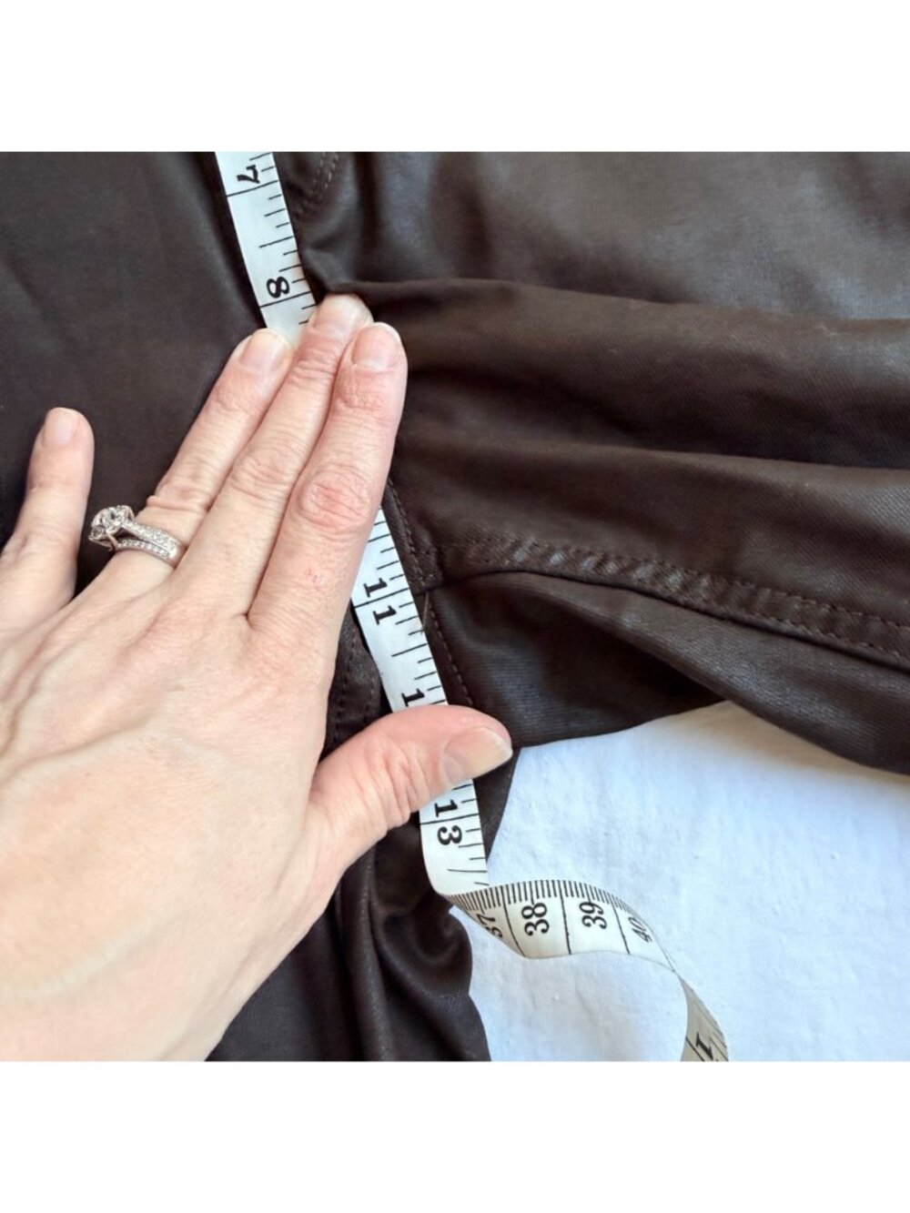 Edgely By Maurices High Rise Brown Coated Slim Straight Brown Jeans 10 Short - Picture 9 of 10